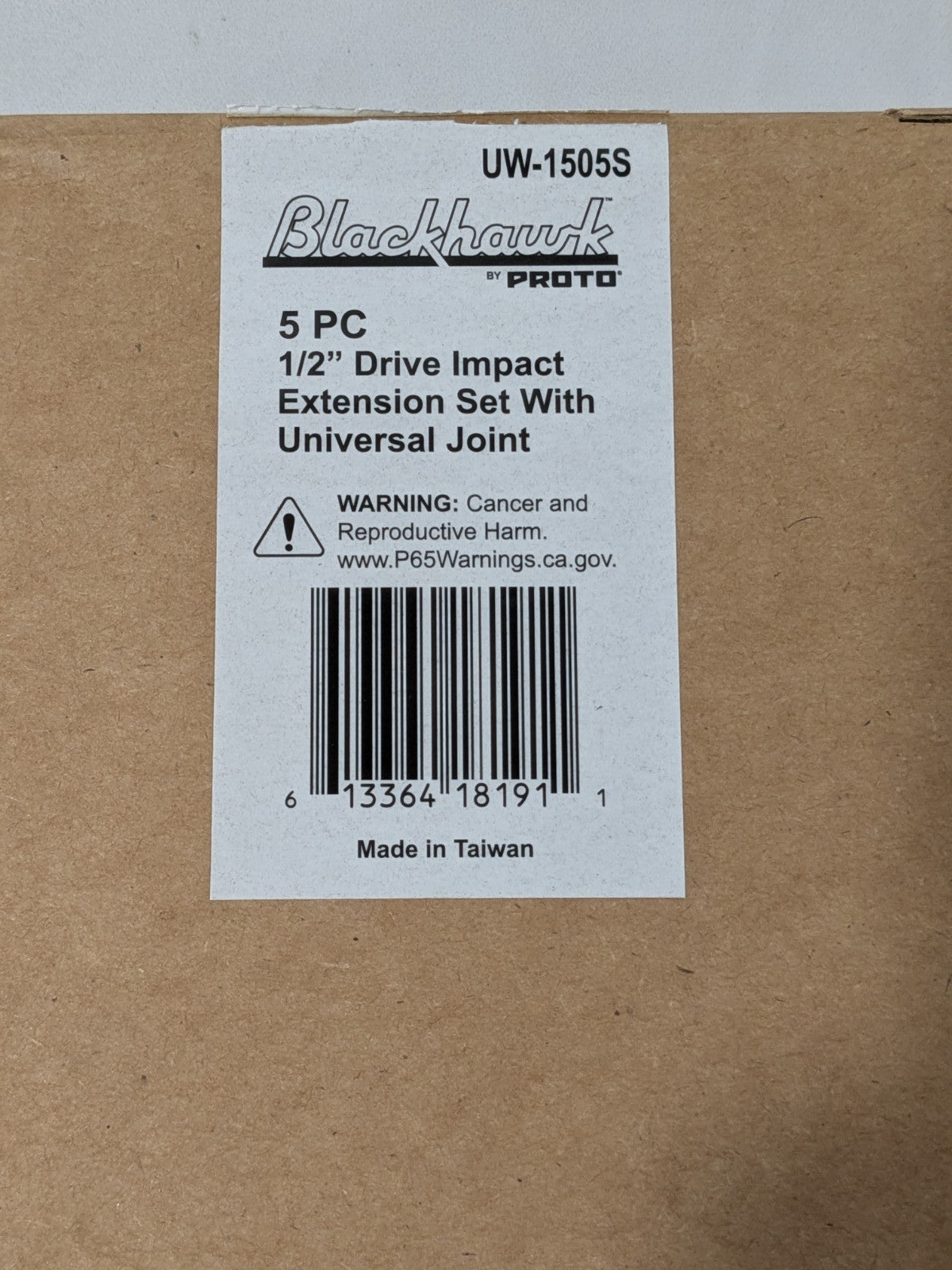 Blackhawk 5 Pc 1/2" Drive Extension Set W/Universal Joint UW-1505S