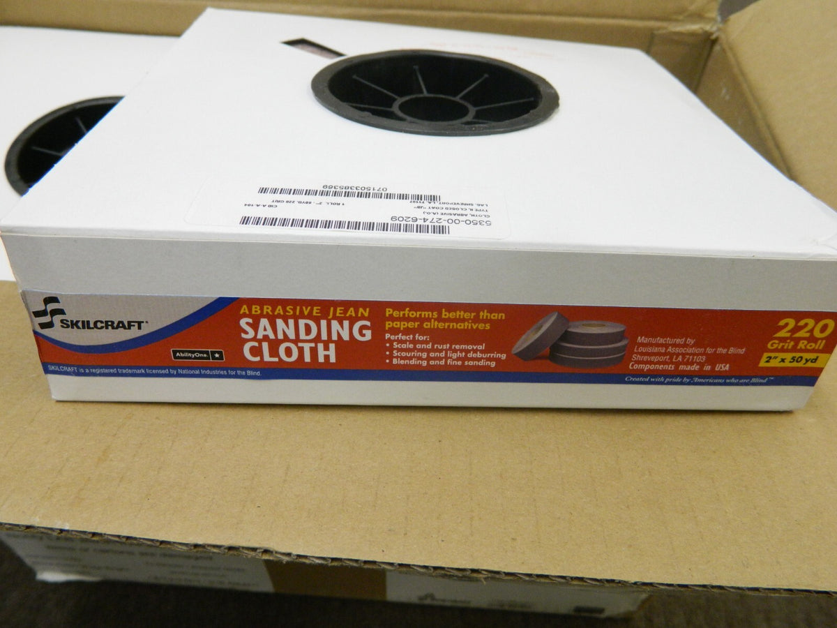 Skilcraft Shop Roll 2" x 50 Yds 220 Grit Type II J Qty 10 Rolls 5350-00-274