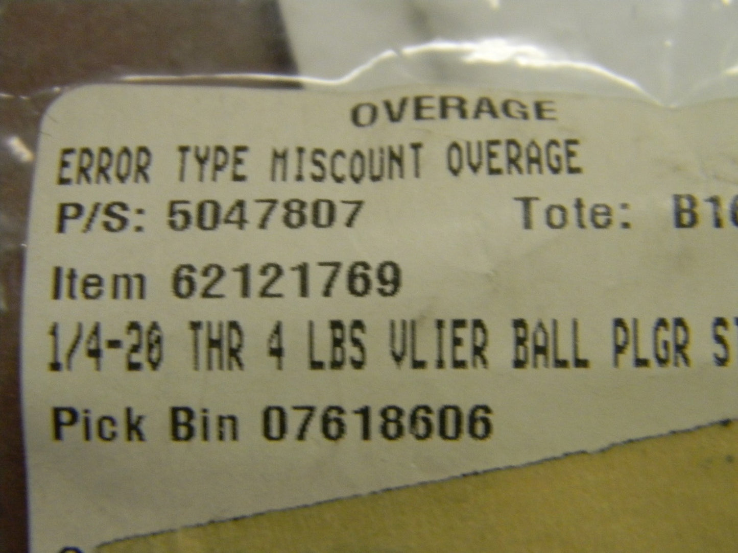 Vlier Threaded Ball Plunger 0.035" Max Ball Reach QTY 20 SSBL54