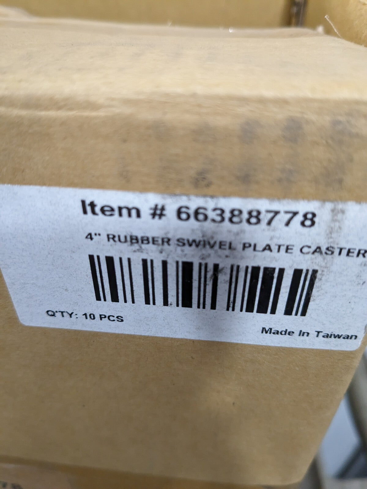 Swivel Top Plate Caster Rubber, 4" Wheel Dia, 1-1/4" Wheel Width Qty 10 C60HR4S3