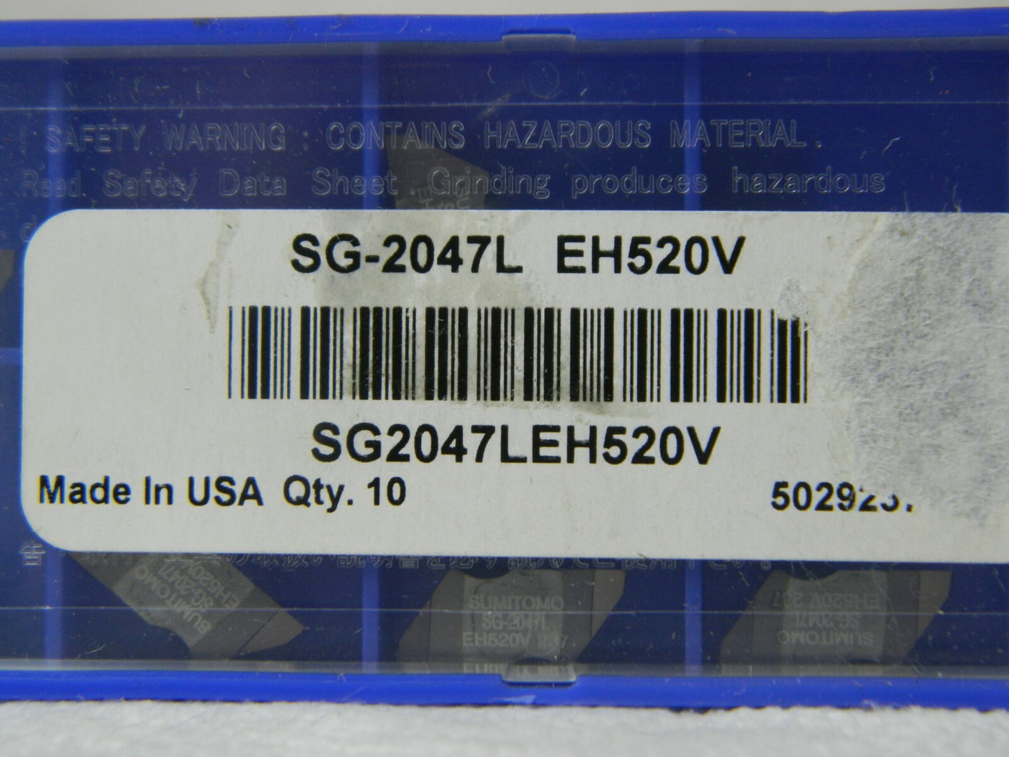 Sumitomo Carbide Grooving Insert 2047SG EH520V, 0.047" Cut Width Qty 10 U10