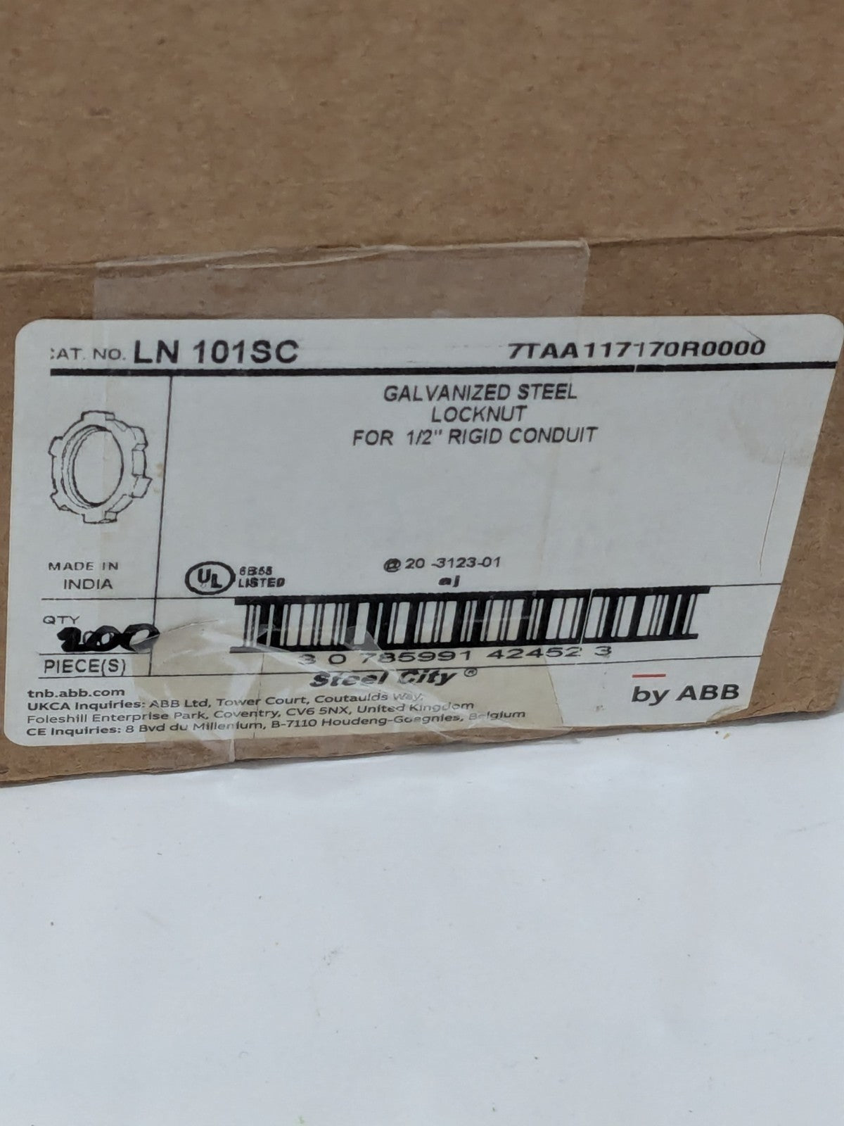Steel City 1/2" Locknut Rigid/Imc Steel-Zinc Plated Box of 200 LN101SC