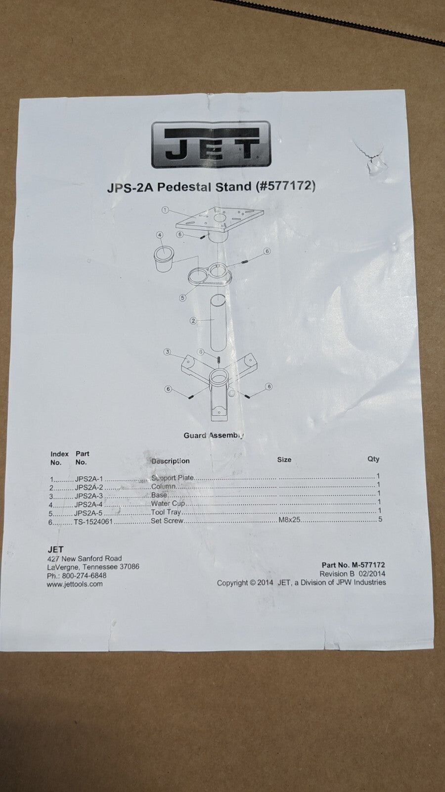 JET Pedestal Stand Use with Bench Grinder 5" OAD 21" OAW 31" OAL