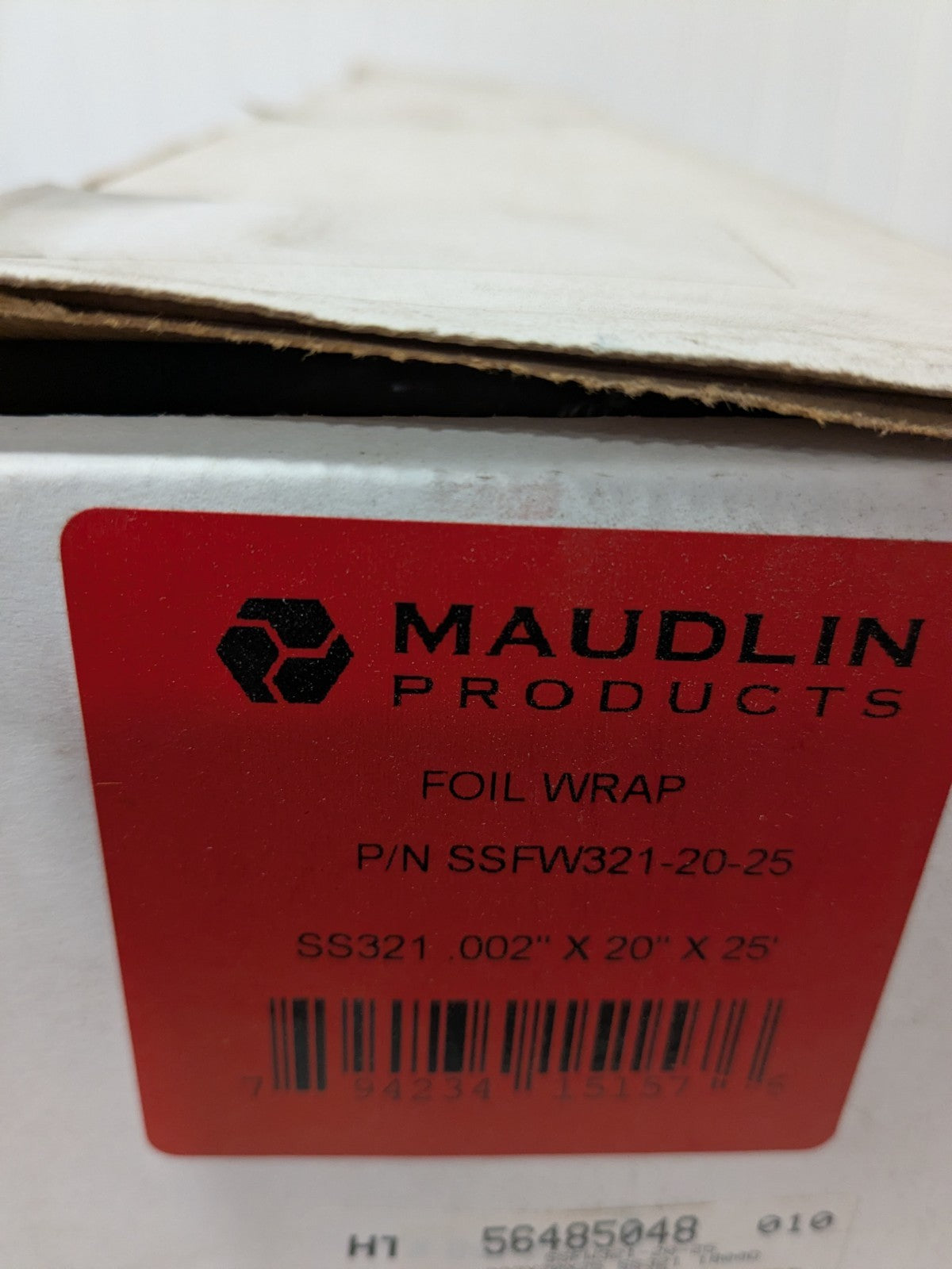 Maudlin 321 Stainless Steel Tool Wrap: 20" W, 0.0020" T, 25' L SSFW321-20-25