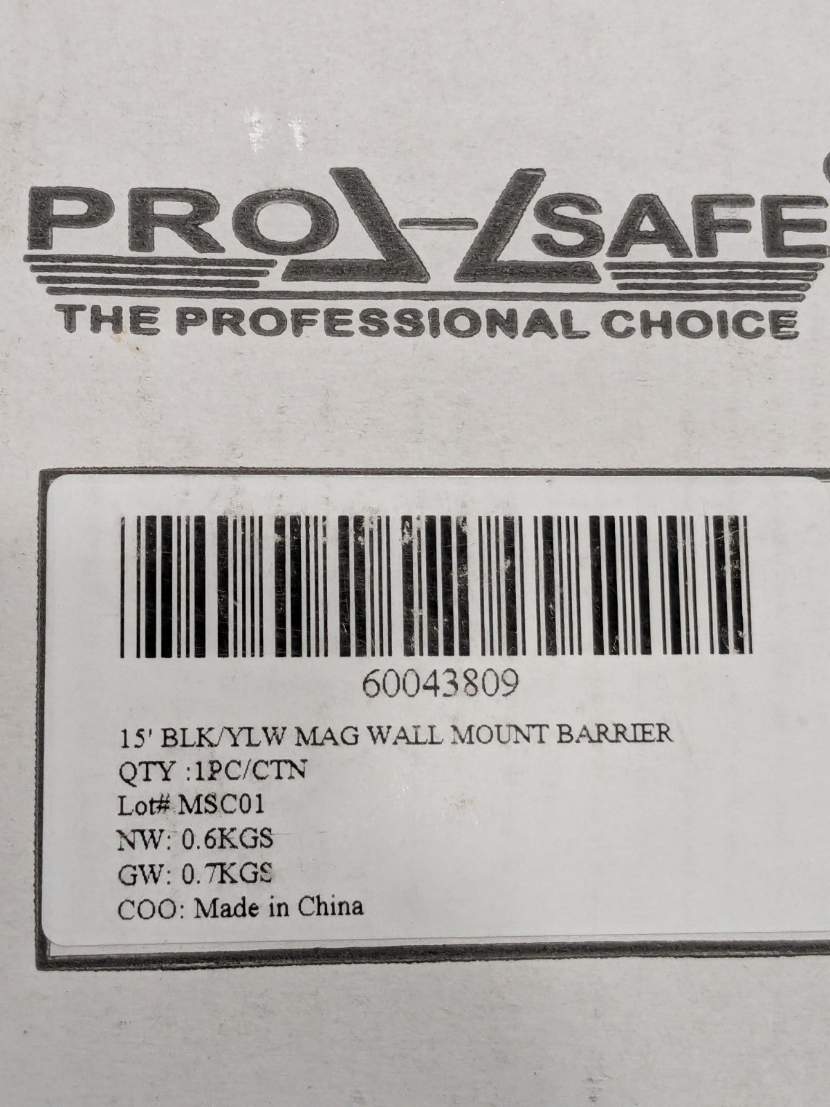 Pro-Safe 15' BLK/YLW Magnetic Wall Mount Barrier WUP-4.6-M-YB-YB
