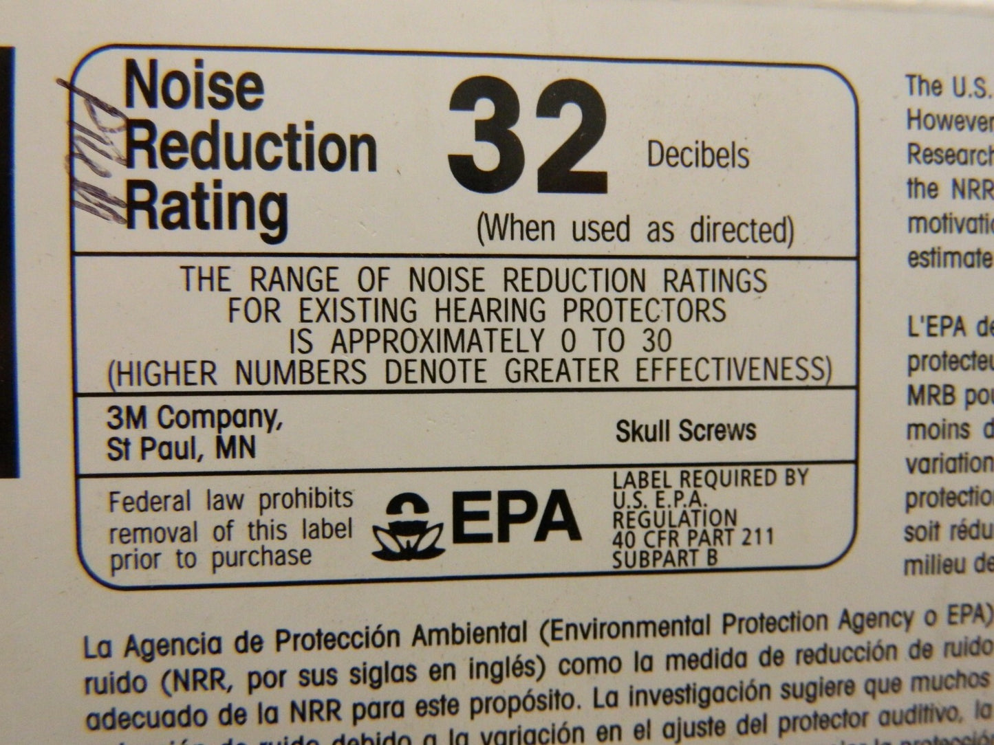 3M Earplug: 32dB, Foam, Cone, No Roll, Corded 7000127181