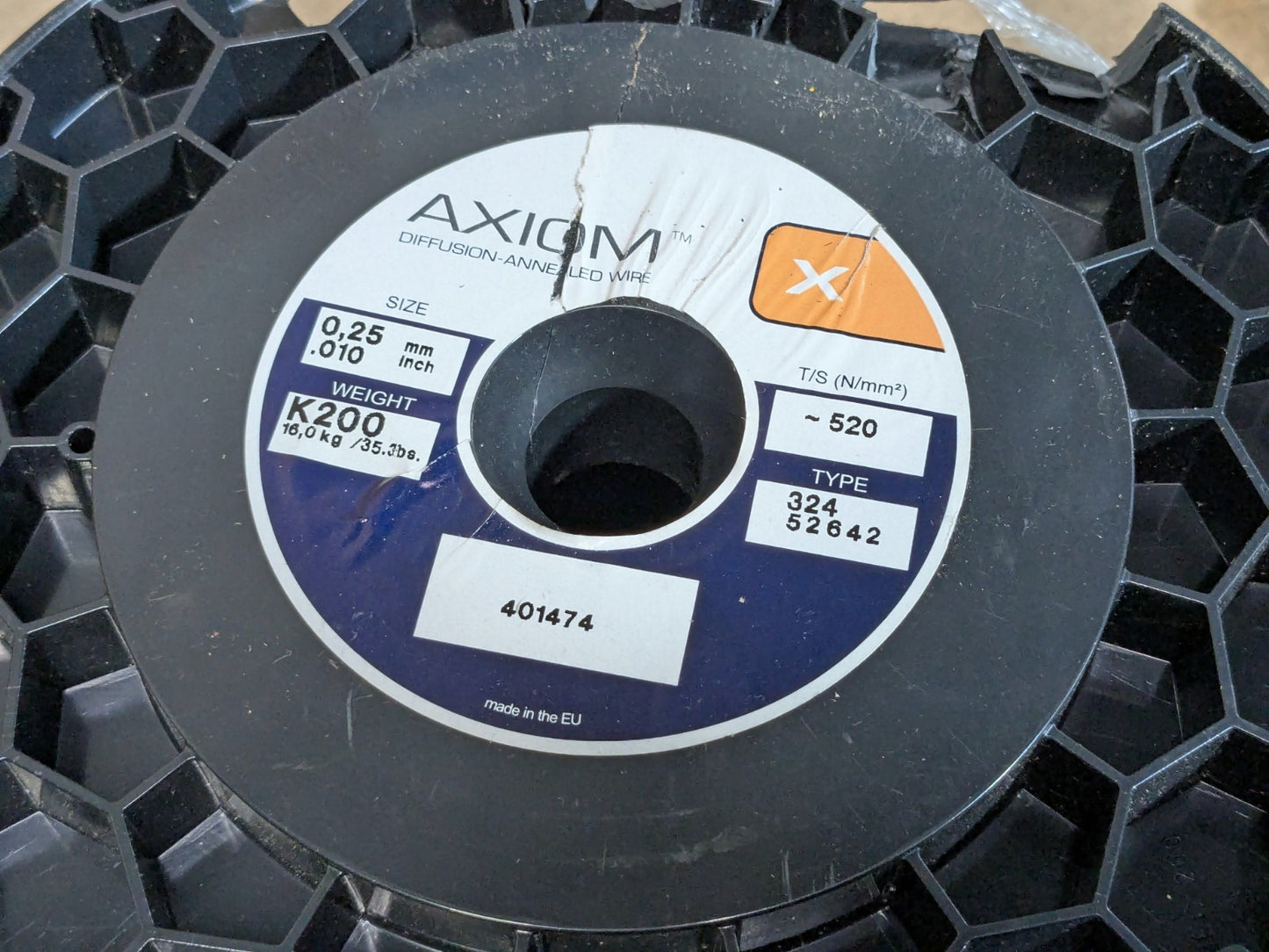 35 lb Spool of Axiom Diffusion Annealed EDM Wire 0.25mm 520 N/mm2 Type 324 52642