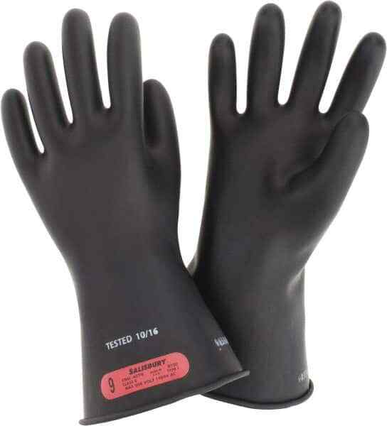 SALISBURY Class 0, Size L (9)11" Long, Rubber Lineman's Glove E011B/9