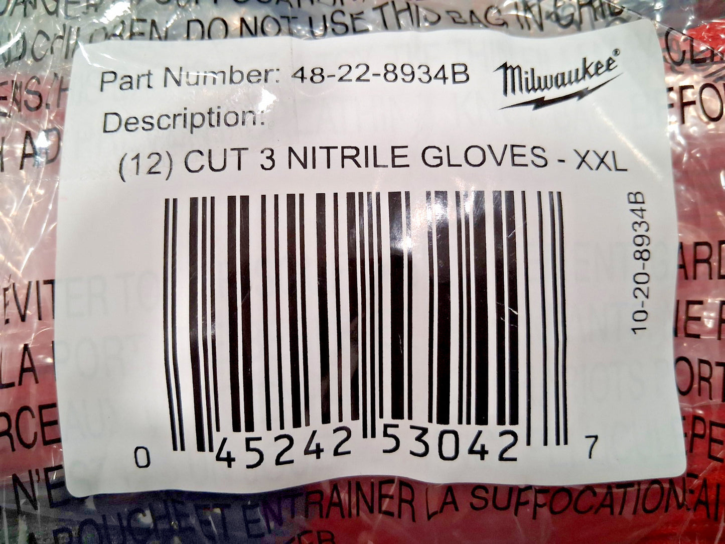 Milwaukee Tool Cut-Resistant Gloves QTY3 Size 2XL 48-22-8934