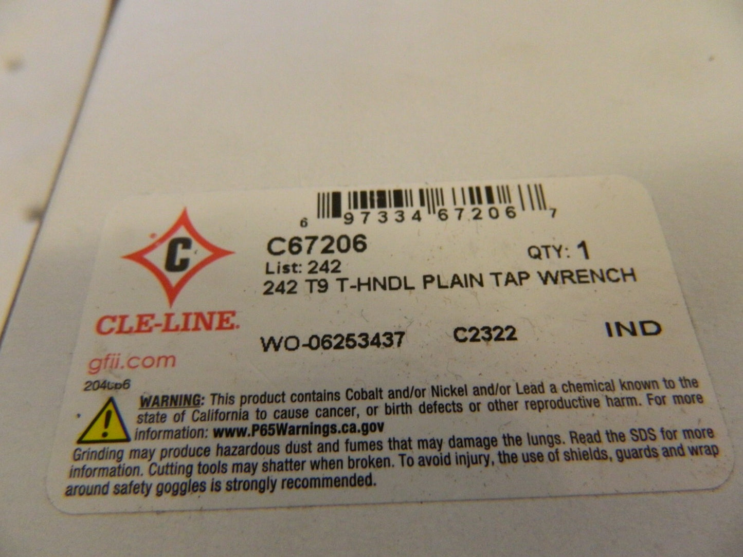 CLE-LINE 1/16 to 1/4 Tap Capacity, T Handle Tap Wrench C67206