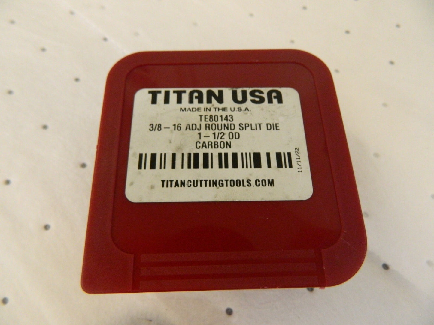 TITAN USA Round Die: 3/8-16, 1-1/2" OD, Carbon Steel TE80143