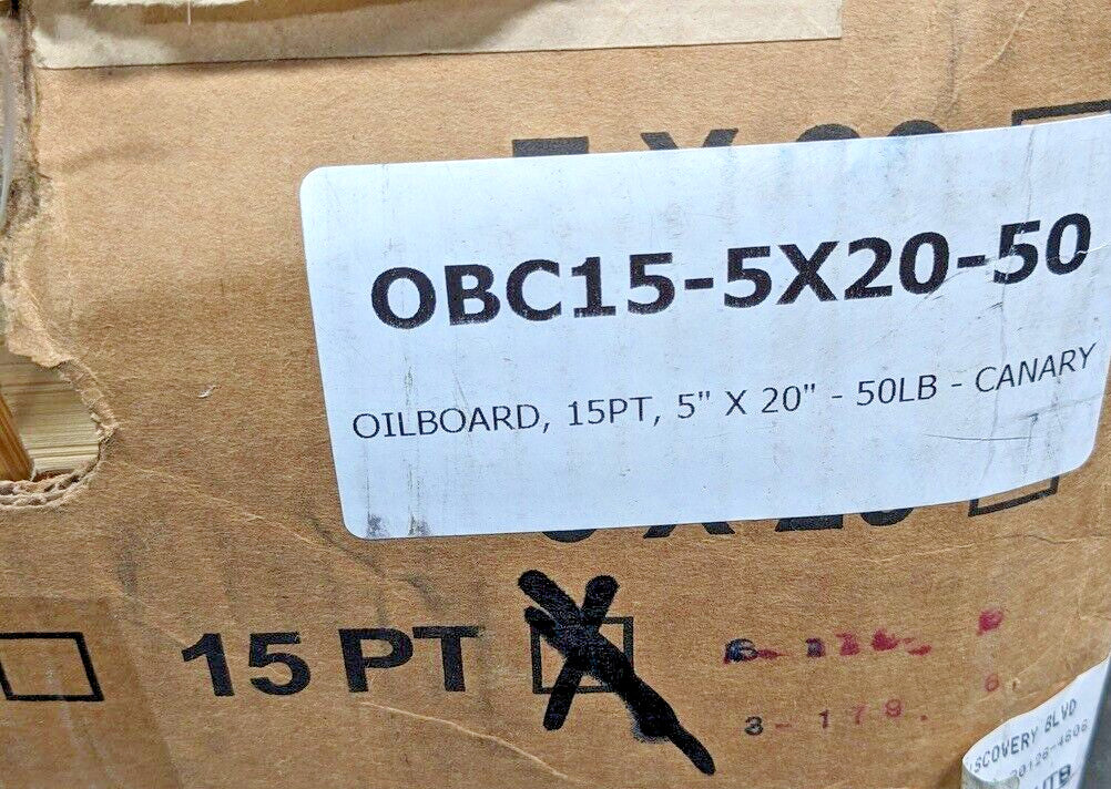 MARSH Oiled Stencil Boards Canary Yellow 15PT X 5" x 20" 50 LB BOX OBC