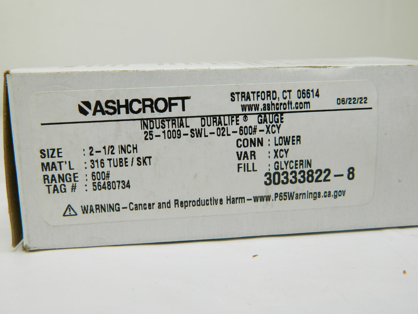 ASHCROFT Pressure Gauge: 2-1/2" Dial, 0 to 600 psi, 1/4" Thread, NPT 94481
