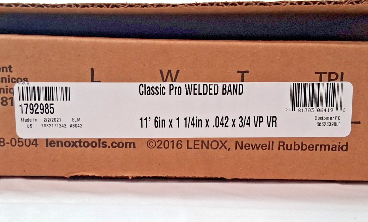 LENNOX Bi-Metal Welded Bandsaw Blade 11' 6L x 1-1/4"W x 3 to 4 TPI 179