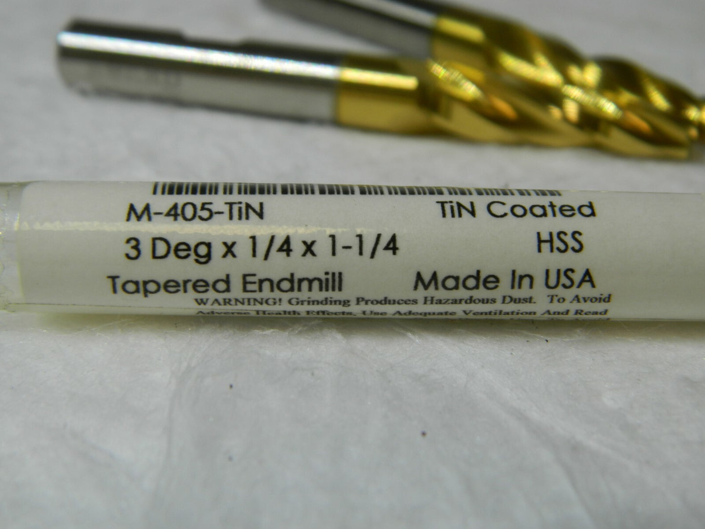 Award HSS Tapered Sq End Mill 3º 1/4 Sm End 1.25 LOC 3.25 OAL Qty 2 M-405-TIN