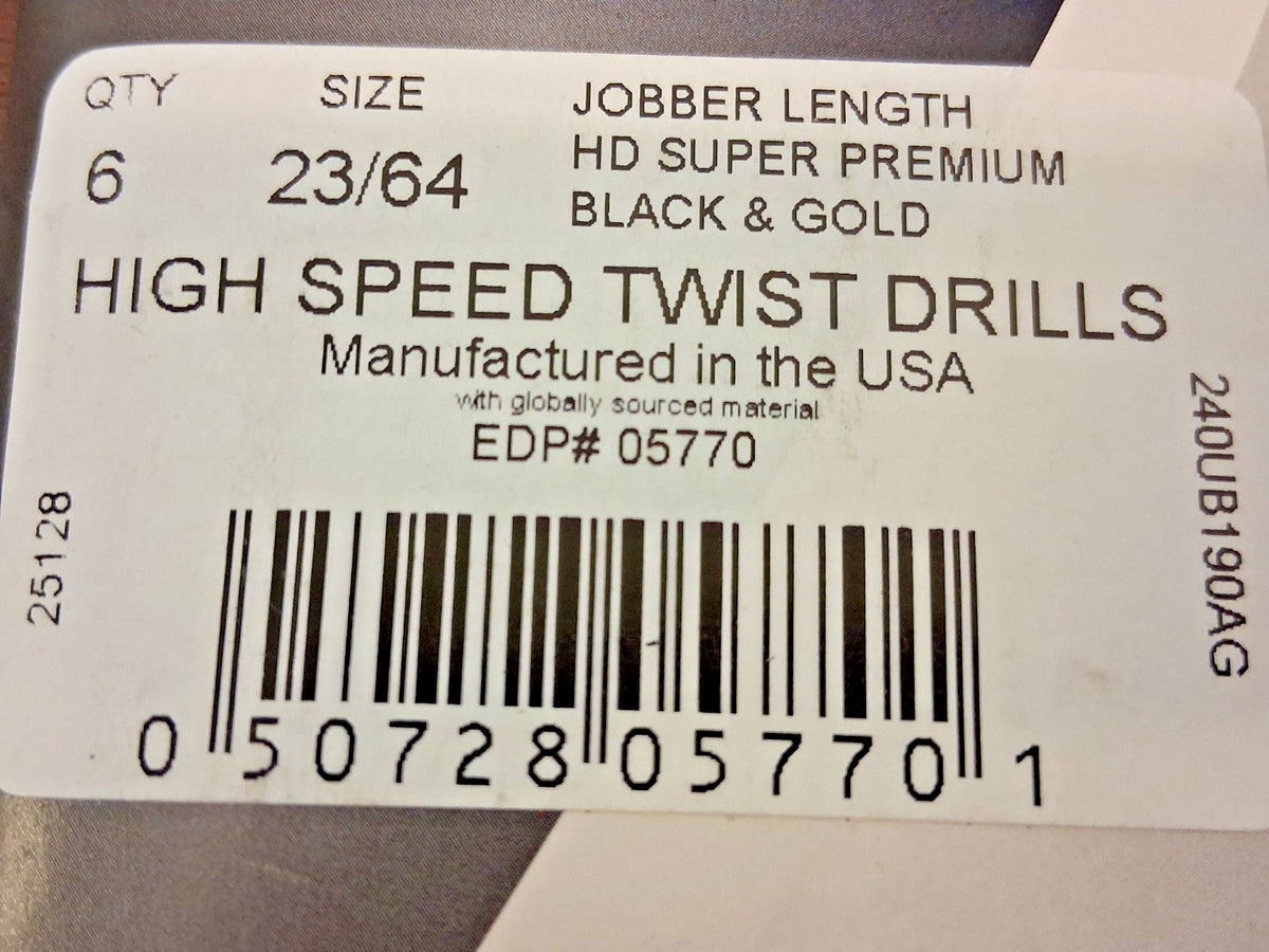 Norseman/CTD Drill & Tool High Speed Twist Drill Bits QTY6 23/64" 300SBTA 23/64