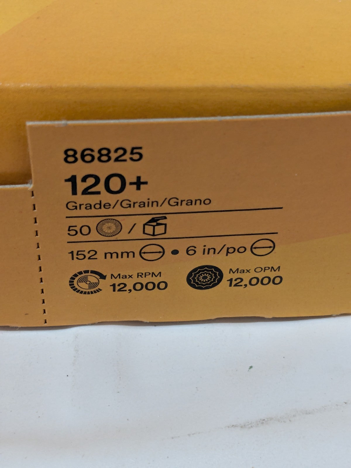 (50) 3M Hook & Loop Disc: 6" Dia, 120G, Coated, Precision Shaped Ceramic 86825