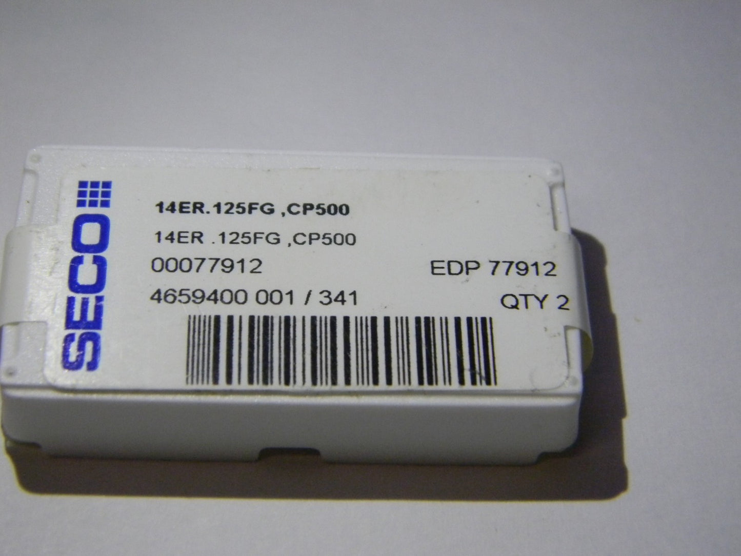 Seco Carbide Grooving Inserts 14ER125FG Grade CP500 Qty 2 77912