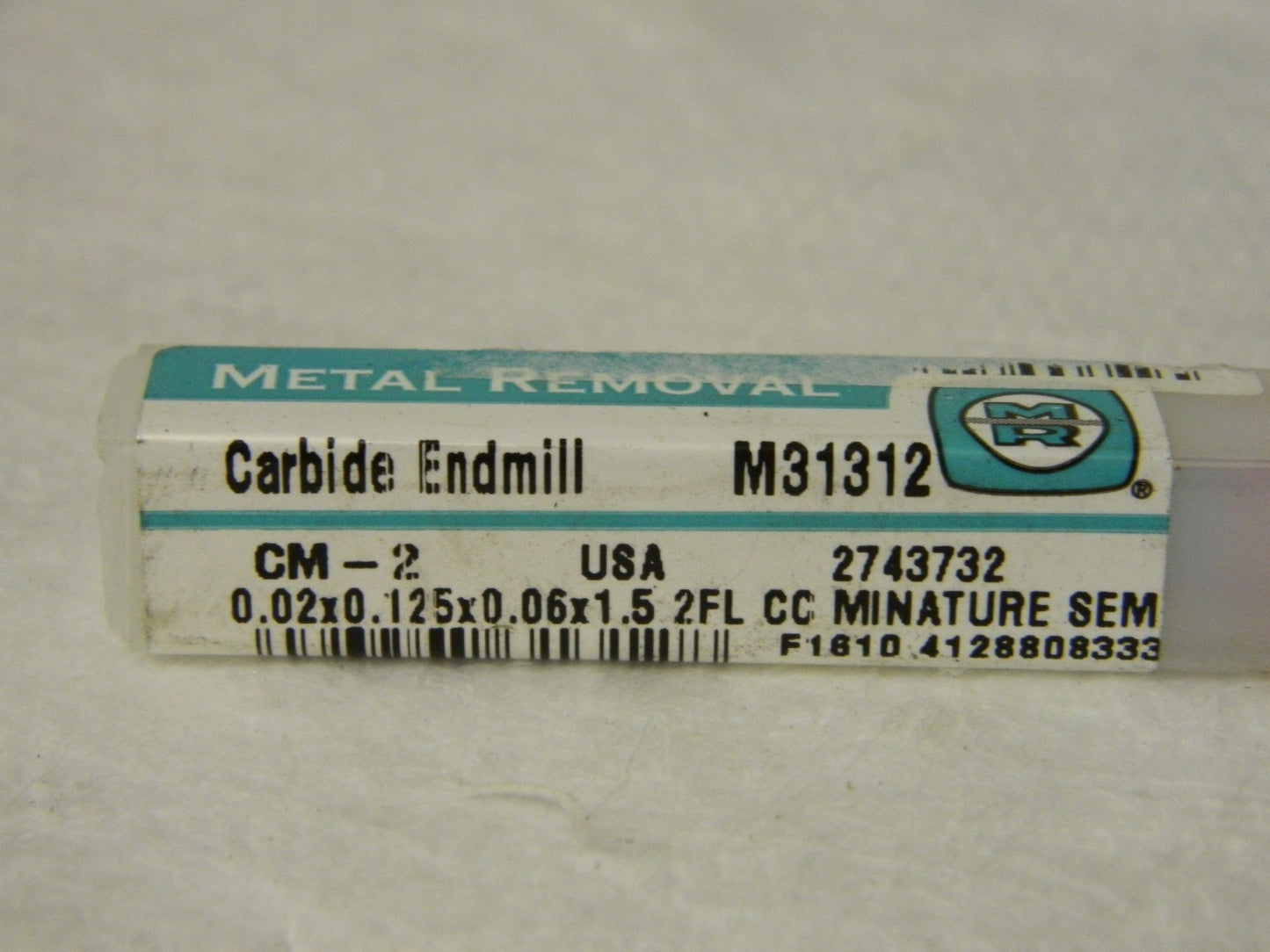 Metal Removal Carbide End Mill 0.02" x 0.125" x 0.06" x 1.5" 2 FL QTY 2 M31312