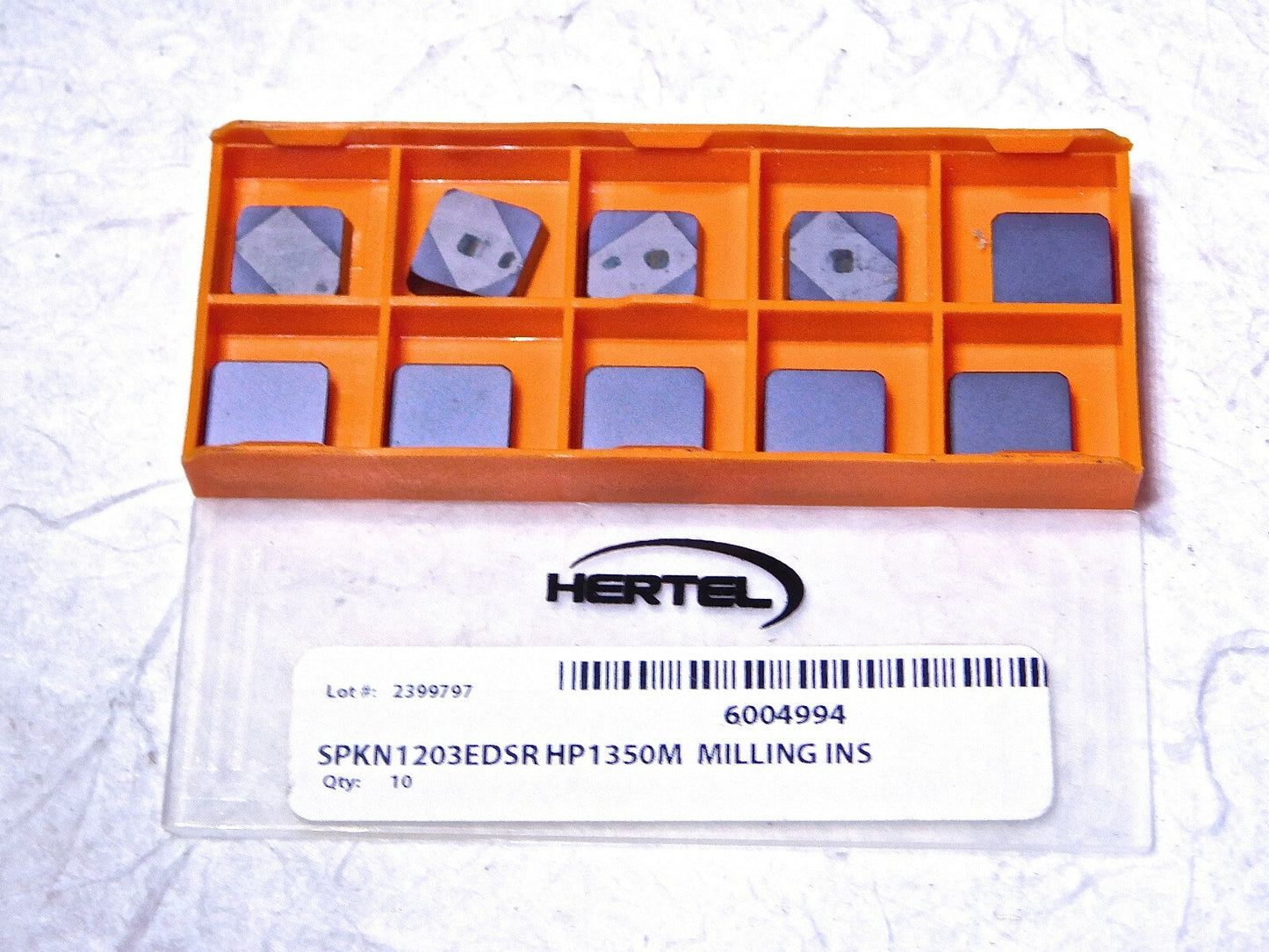 Hertel Carbide Milling Inserts SPKN1203EDSR Grade-HP1350M Qty-10 6004994