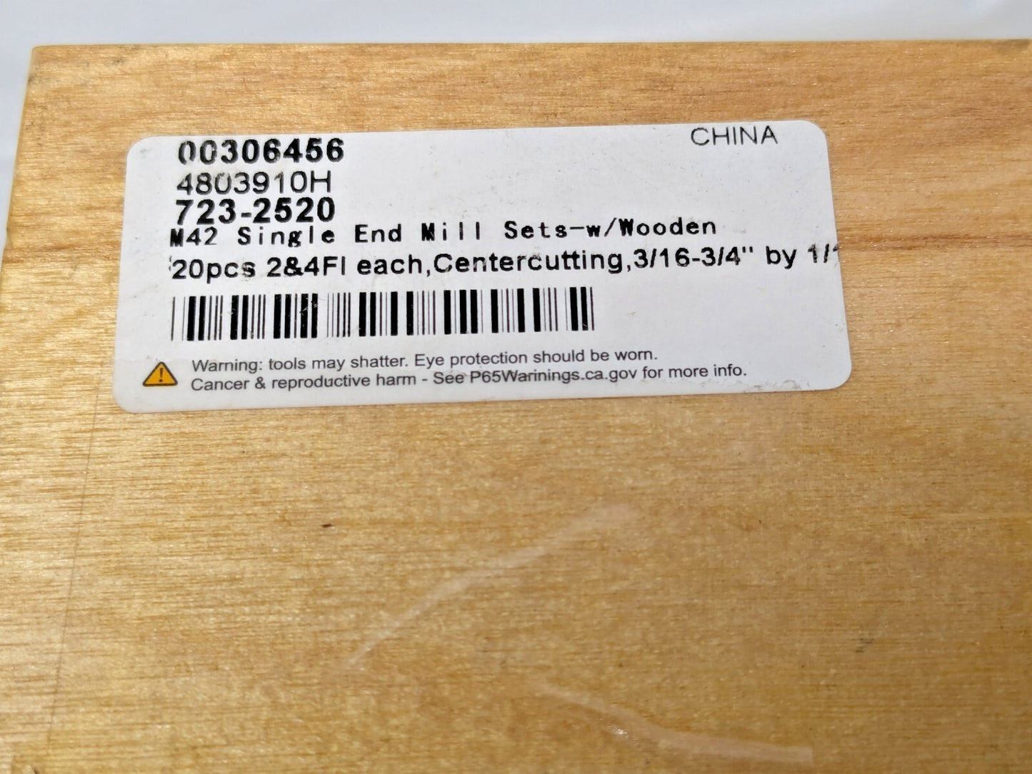 20 Piece End Mill Set Square End Cobalt Uncoated Single End 2&4FL 723-2520