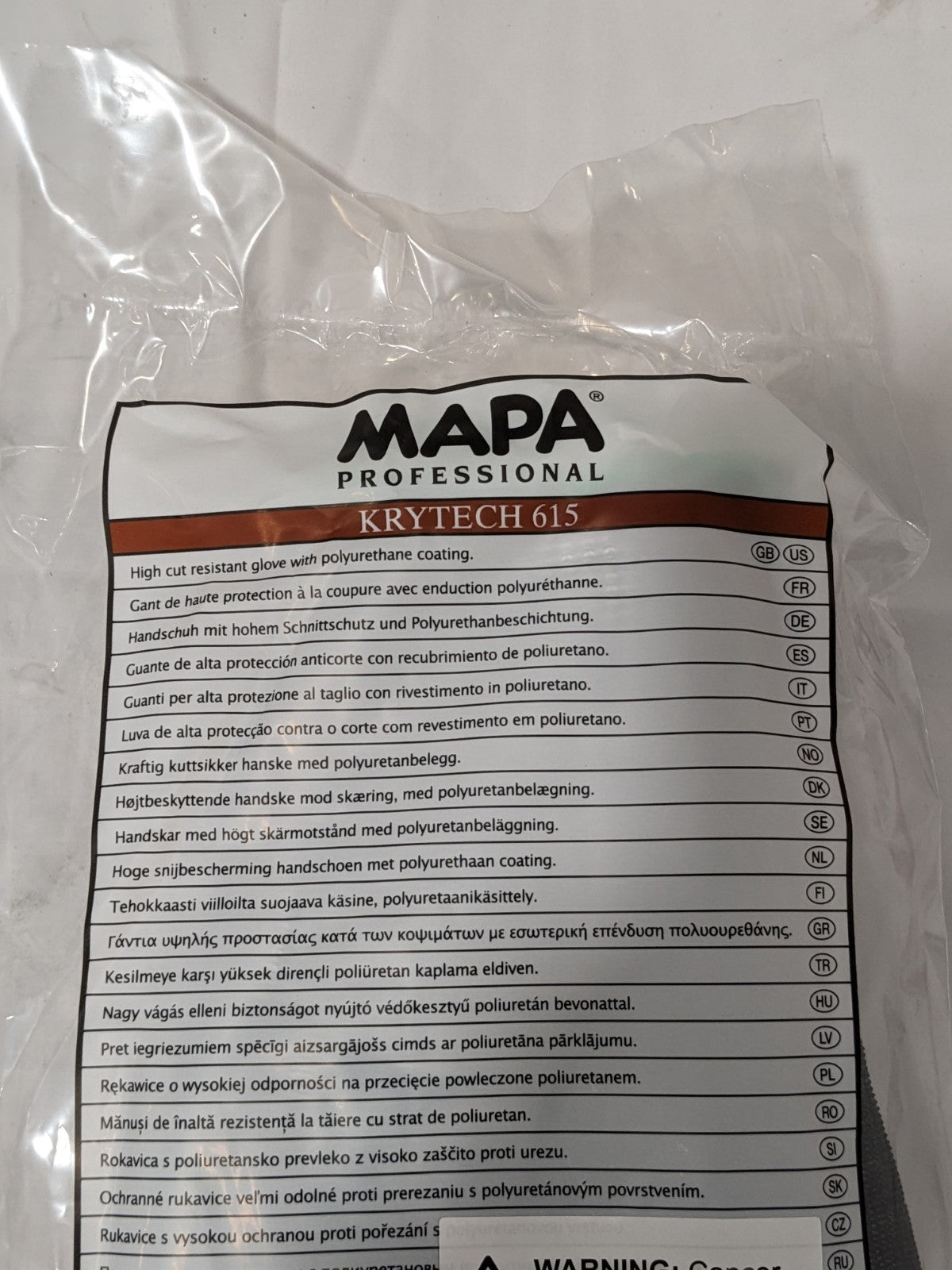 Mapa KRYTECH 615 Grey HPPE Cut Resistant Work Gloves, Size 7 Qty 12 34615047