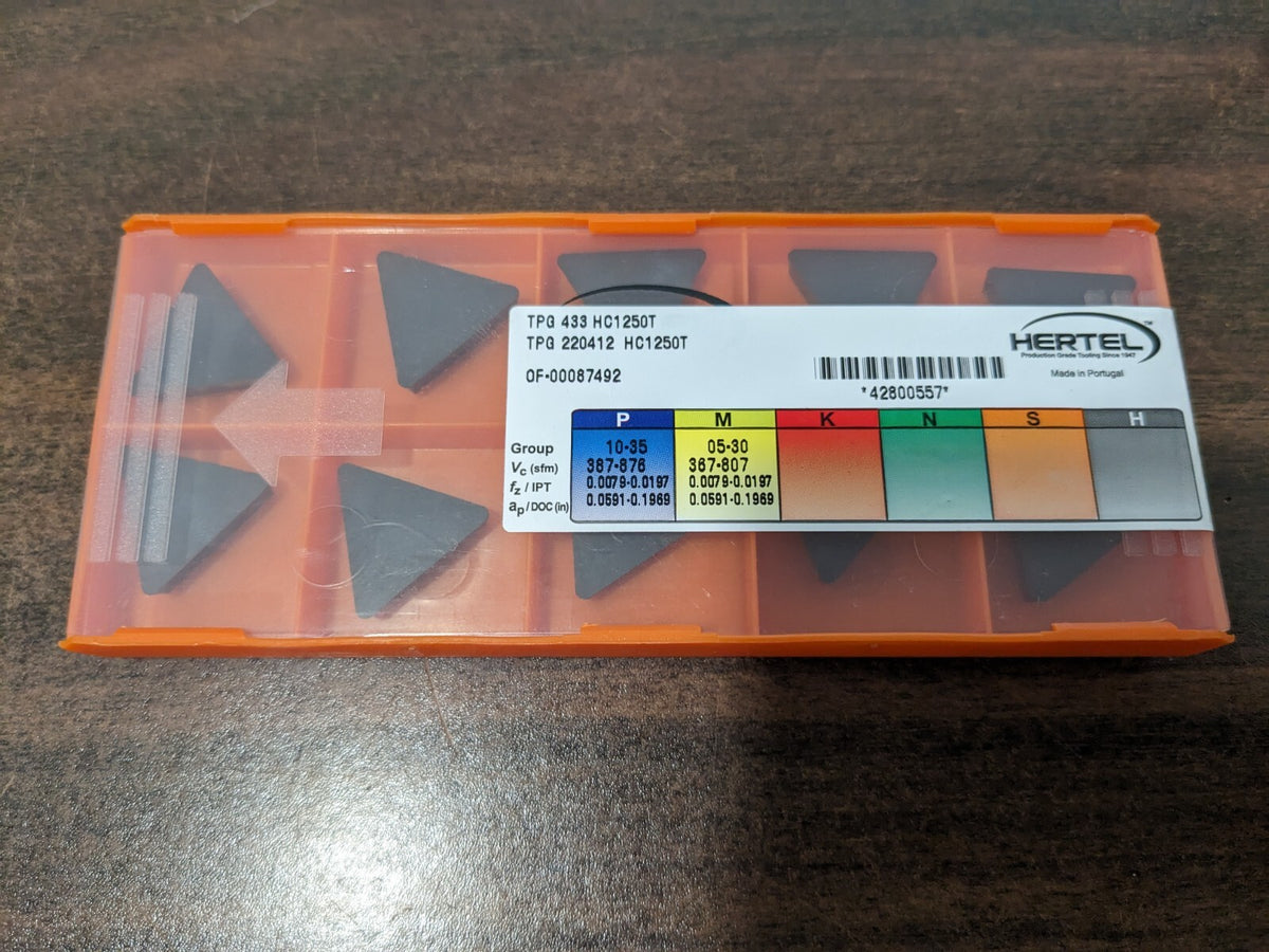 HERTEL Turning Insert 10pk TPG433 HC1250T, Solid Carbide 1002440