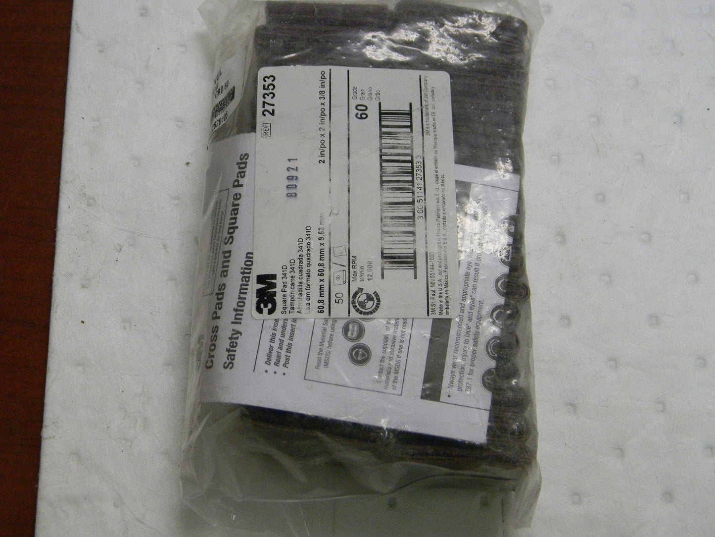 3M Aluminum Oxide Square Pad Medium Grade 60 Grit QTY 36 00051141273532