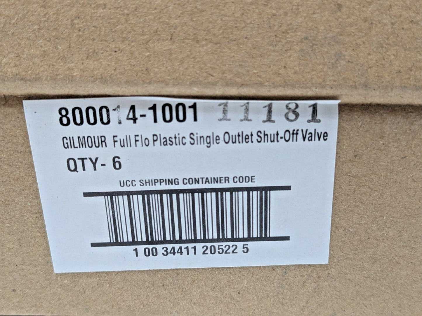 6 PACK GILMOUR Full Flo Plastic Single Outlet Shut-Off Valves 800014-1001