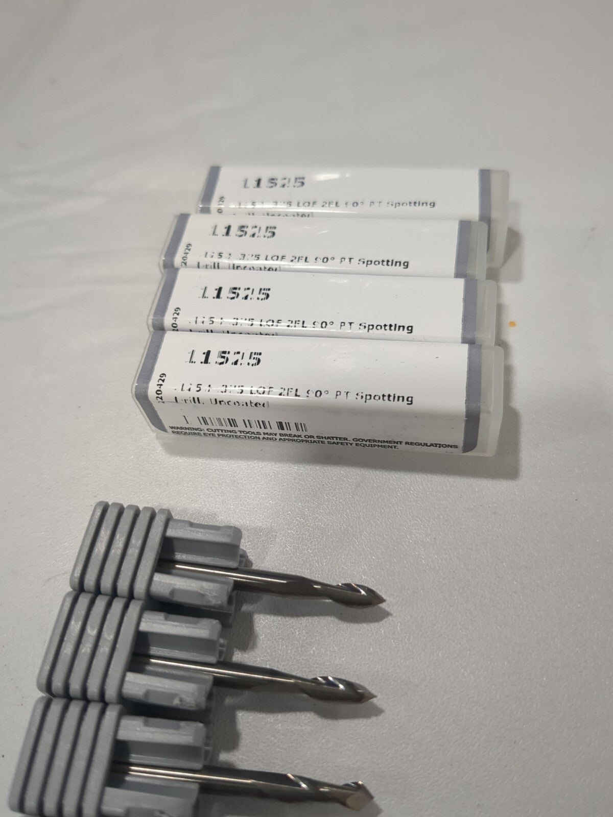 HARVEY TOOL 4pk of Spotting Drills 1/8" Dia 90°Point Solid Carbide 11525
