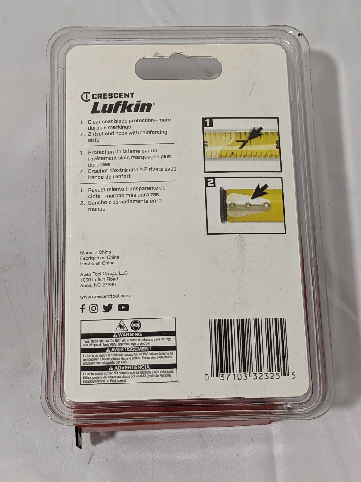Crescent 1"x25' Hi-Viz Orange Yellow Clad Power Return Tape Measure Qty 2 L625N