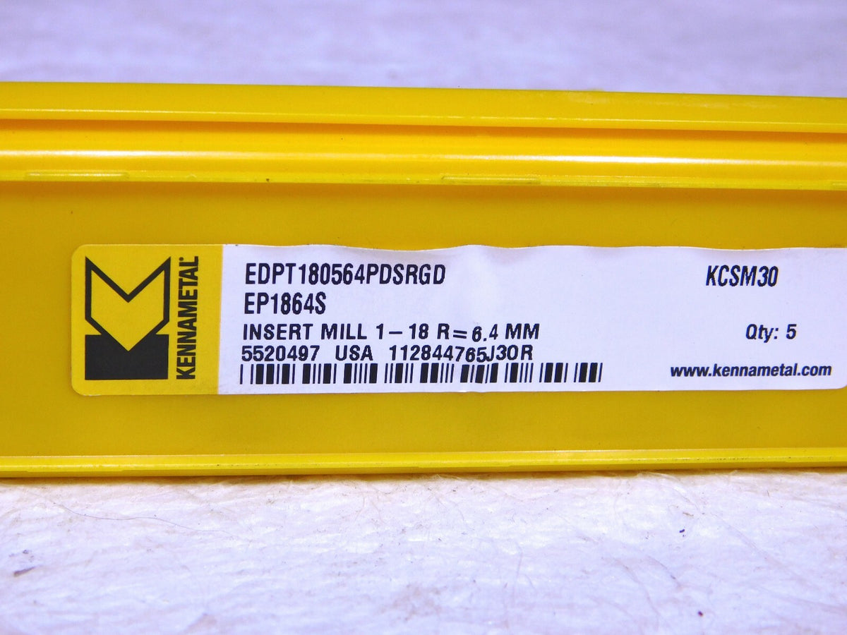 Kennametal Carbide Milling Inserts EDPT180564PDSRGD Grade-KCSM30 Qty 6 5520497