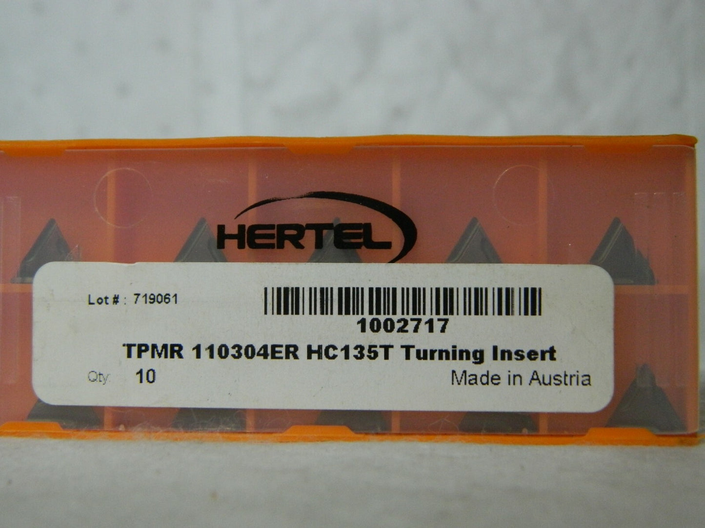 Hertel TPMR221ER HC135T Carbide Turning Insert Qty 9 1002717