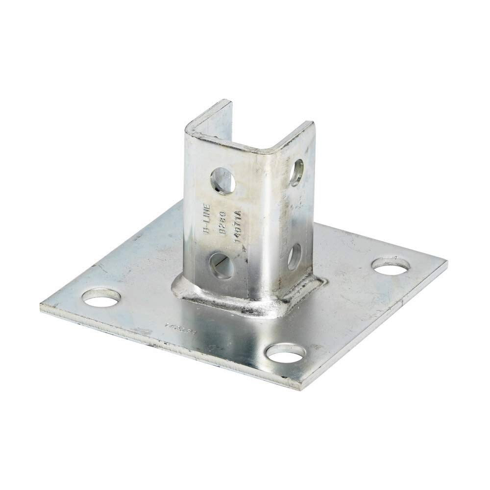 B-Line B280SQZN 6 x 6 x 3-1/2 inch Zinc Plated Channel Post Base