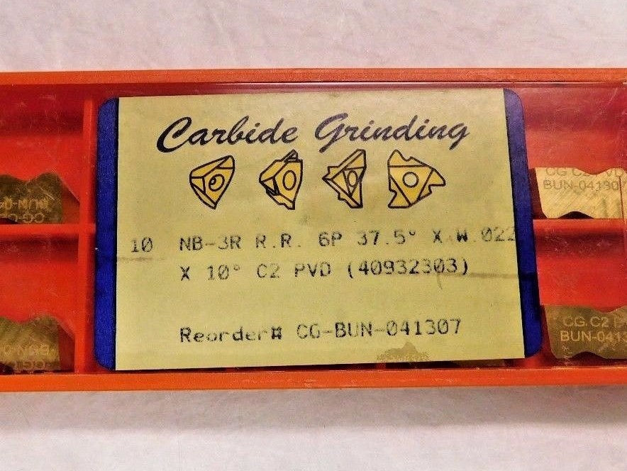 Carbide Grinding Turning Insert NB-3R R.R. 6P 37.5° C2 Qty 10 CG-BUN-041307