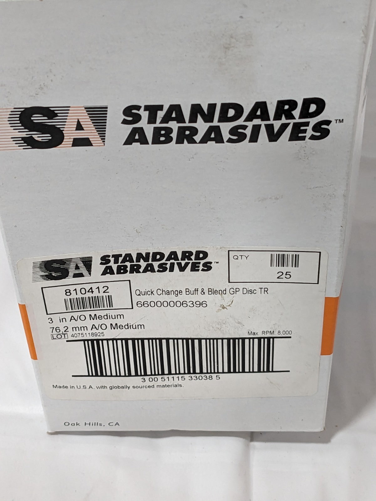 Standard Abrasives Quick Change TR Buff and Blend GP Disc 3" Qty 25 810412