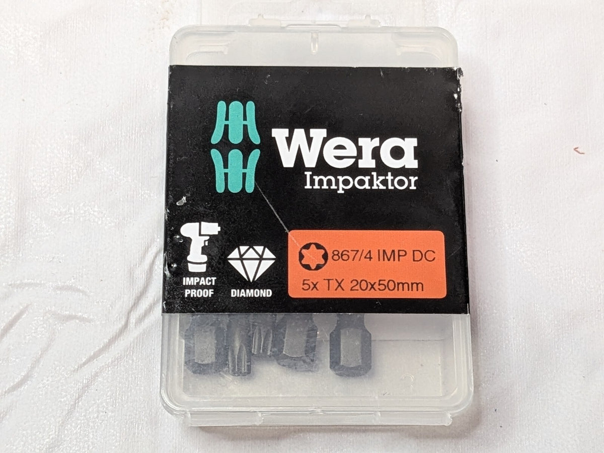 5PCS/PACK Wera Torx Impaktor Bits Diamond Coat 20x50 mm 867/4 IMP DC 05057664001