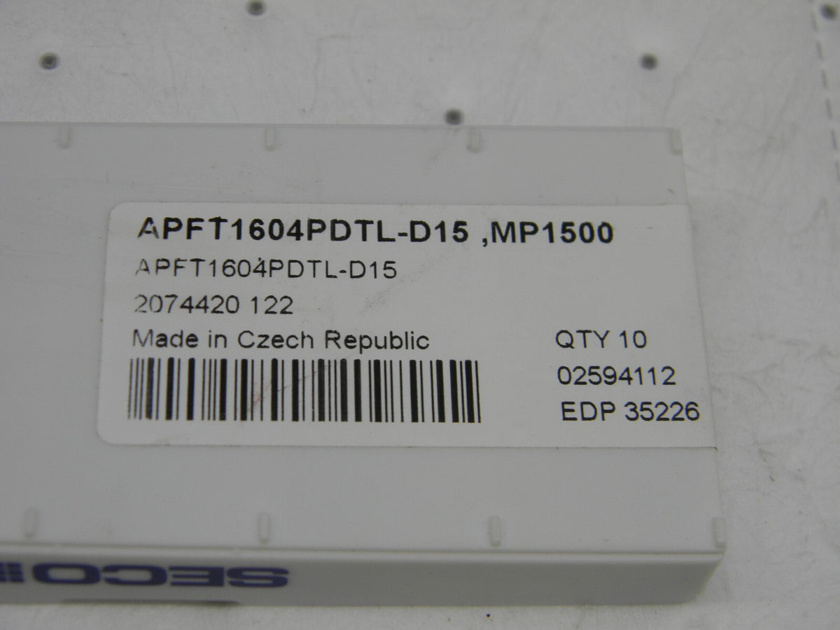 SECO APFT 1604PDTL-D15 Carbide Milling Inserts QTY 10 02594112