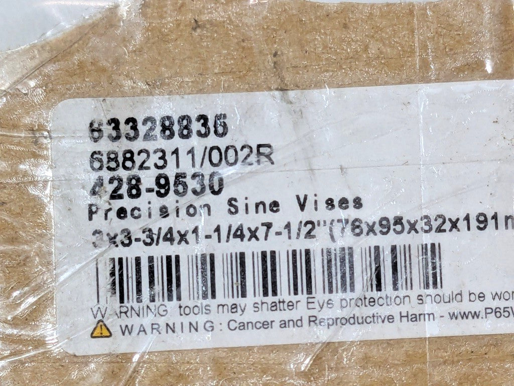 Sine Vise 3" Jaw Width x 1-1/4" Jaw Height X 3-3/4" Jaw Capacity