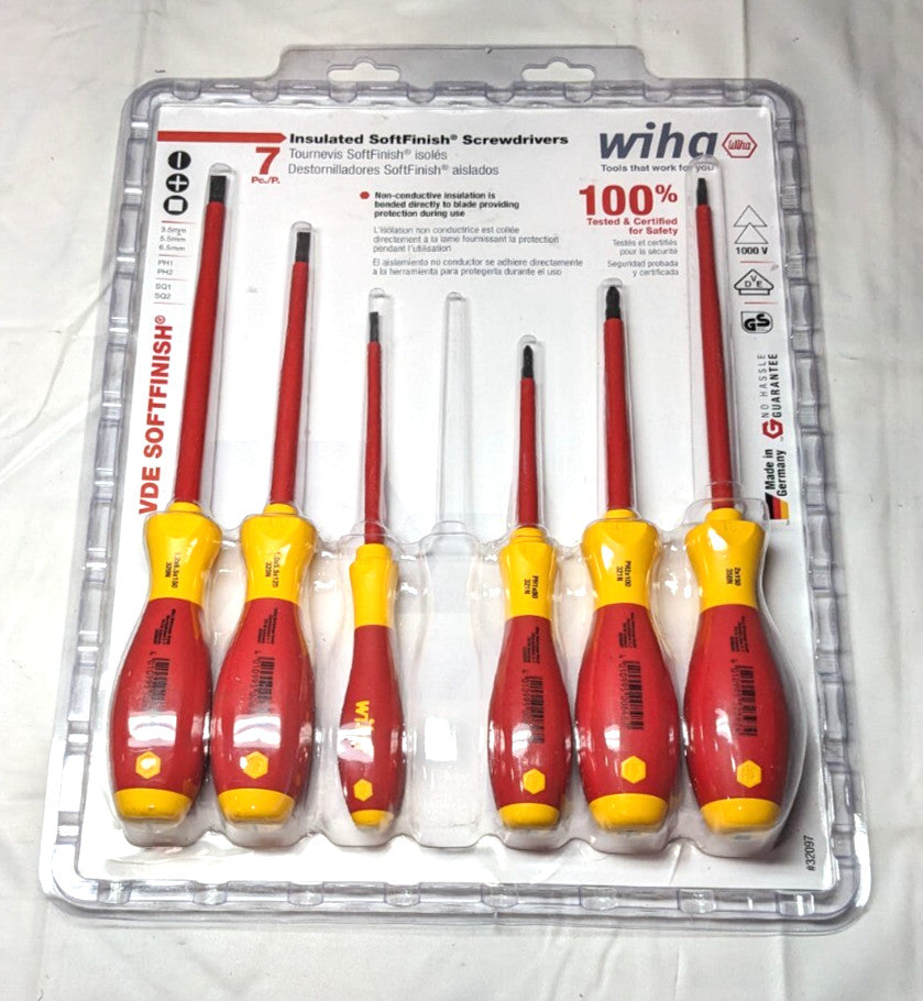 WIHA Screwdriver Set 6 Pc Insulated Slotted Phillips Square 32097 INCOMPLETE SET