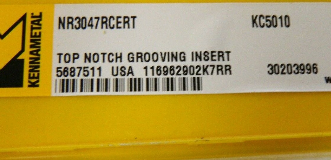 Kennametal Top Notch Grooving Insert NR3047RCERT KC5010 QTY 3 5687511