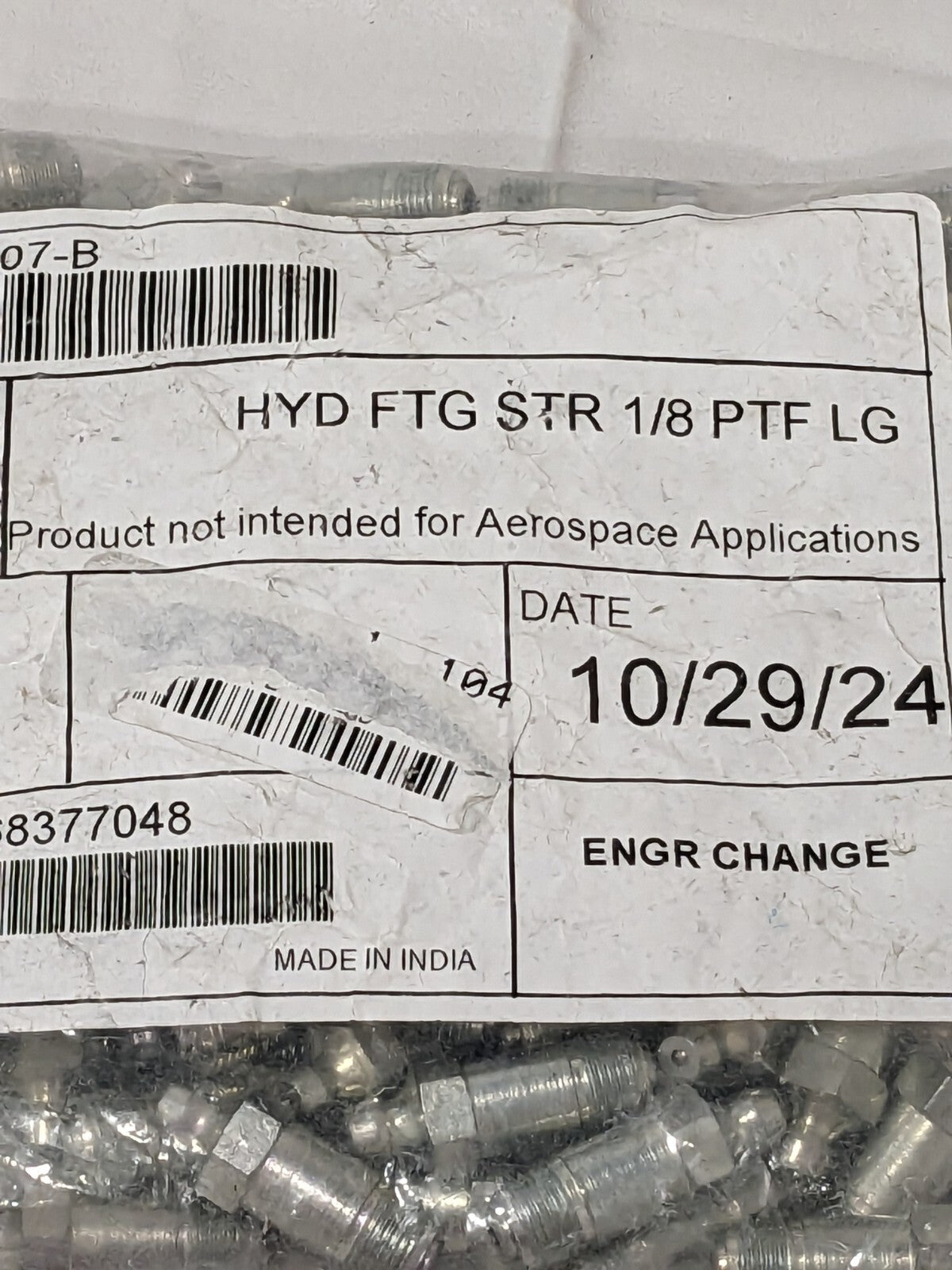 Alemite 1/8 PTF Straight Fittings 1-1/4 OAL Qty 100 1607-B