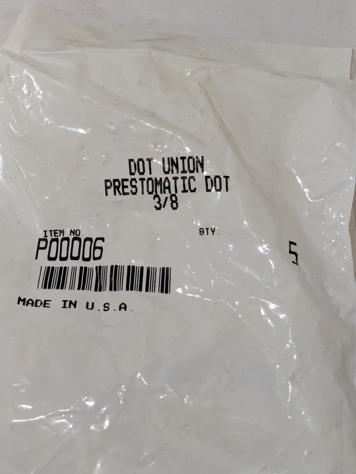 Parker DOT Prestomatic Air Brake Union 3/8 - 5 Pack P00006