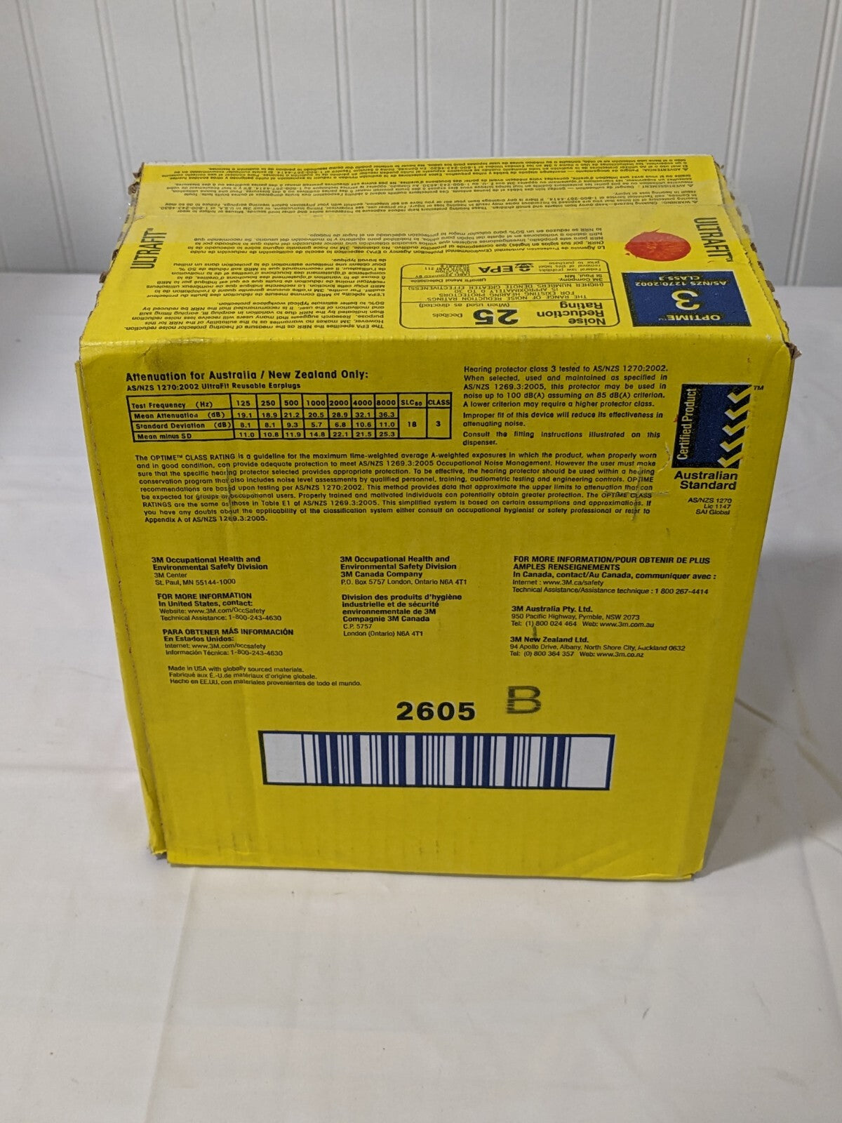 3M Earplugs 25 dB, Flanged, Push-In, Corded, Metal-Detectable Qty 100 7000002319
