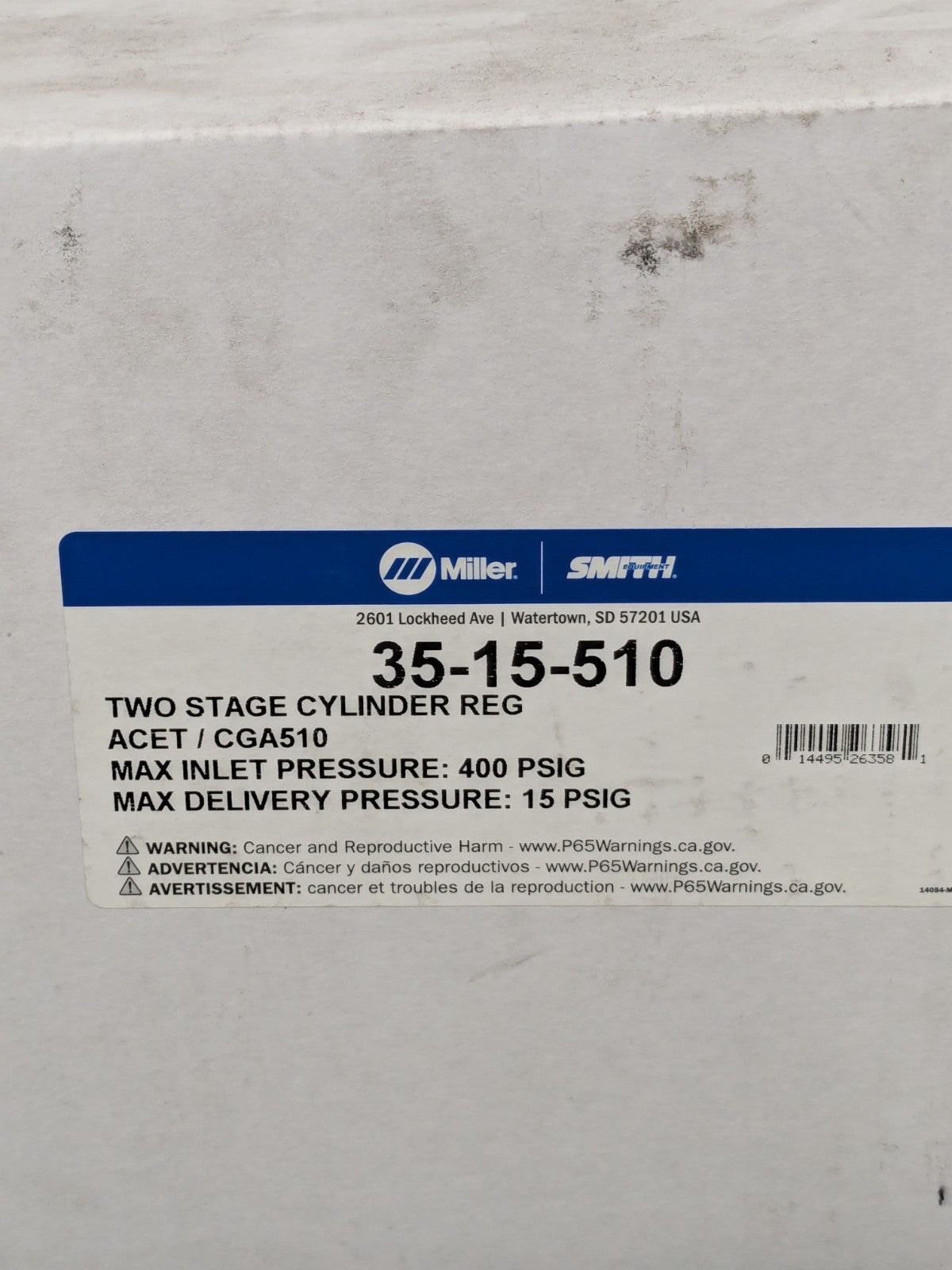 Smith/Miller Acetylene Welding Regulator: 300 CGA Inlet Connection 35-15-510
