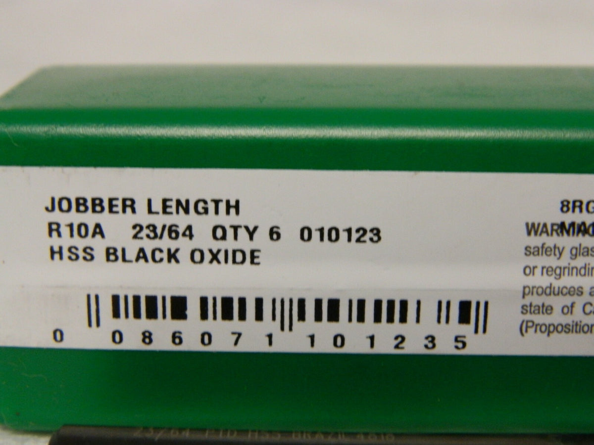 Precision Twist Drill High Speed Steel Jobber Drill 23/64" 118° Qty 6 01012