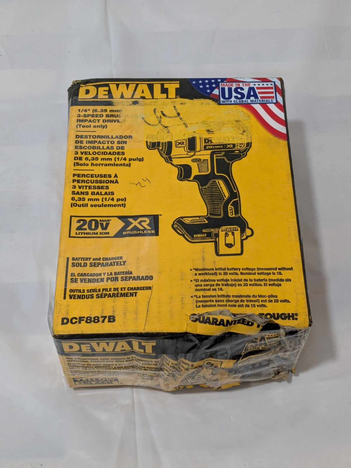 DeWALT 20V MAX XR Cordless Brushless 1/4 in. 3-Speed Impact Driver DCF887B