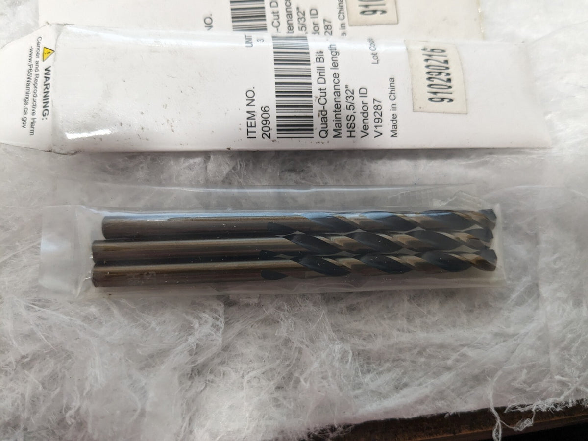 Mechanics Drill Bit: 5/32" Dia, 135 ° Point HSS 15pcs 20906