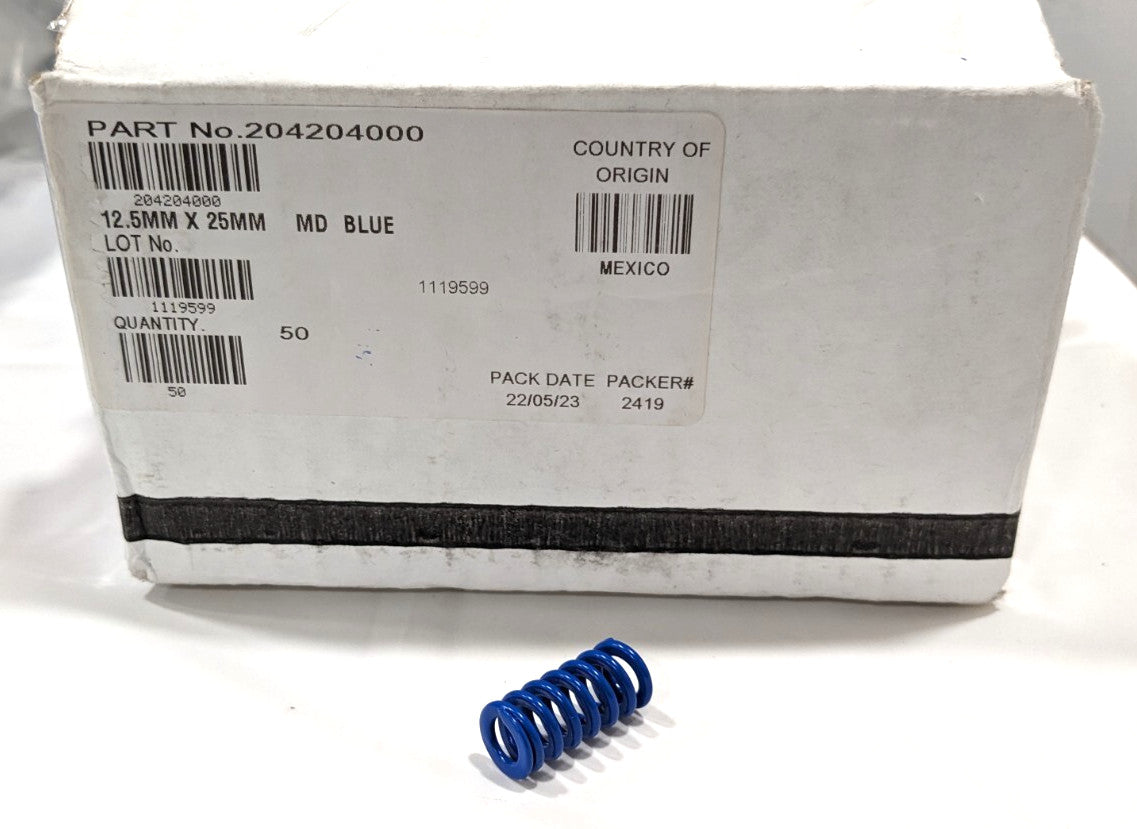 ASSOCIATED SPRING RAYMOND Die Spring 12.5mm x 6.3mm x 25mm Blue 50PC 2042040000