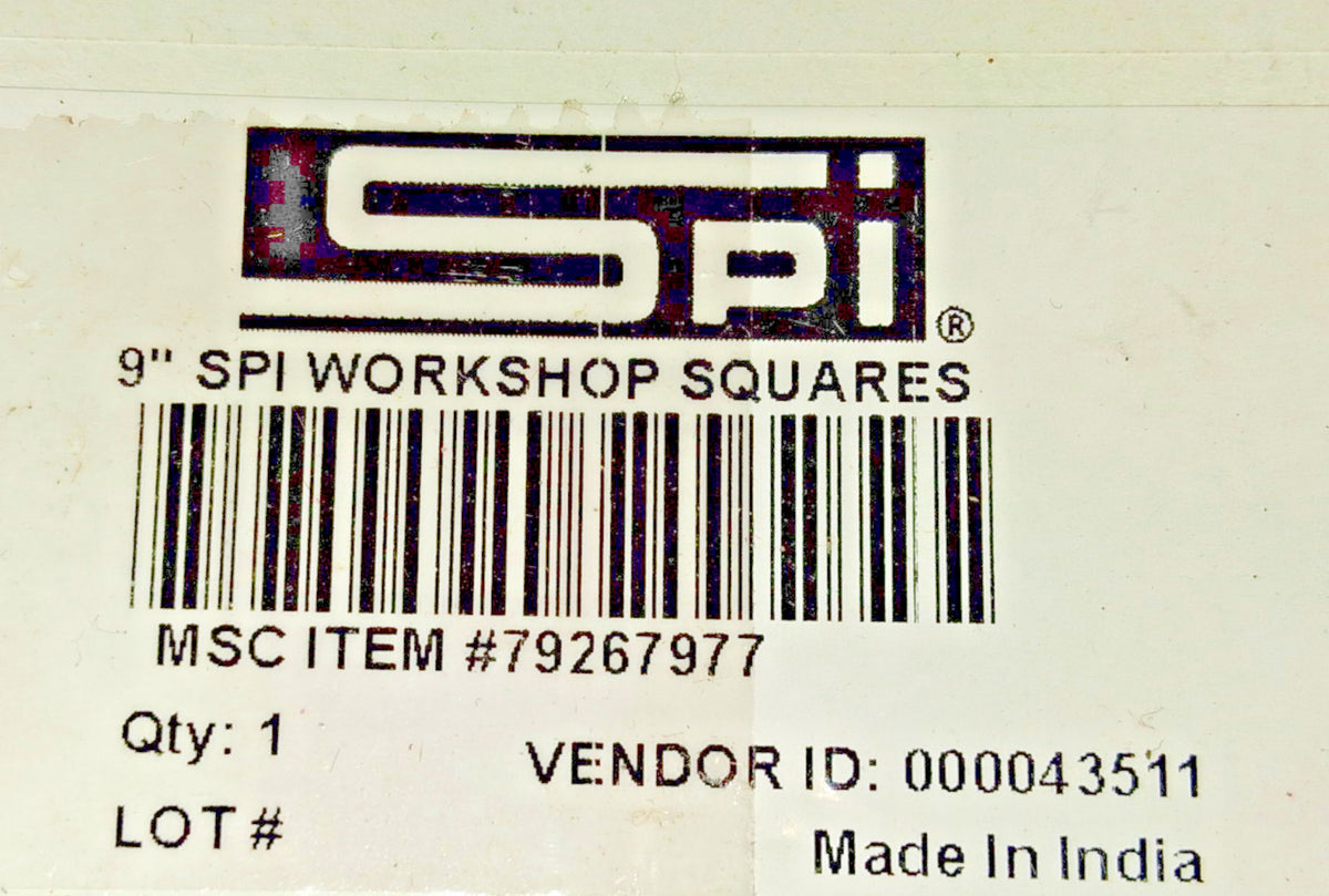 SPI Spring Steel Square 9" Blade Length 5-1/2" Base Length 13-628-3